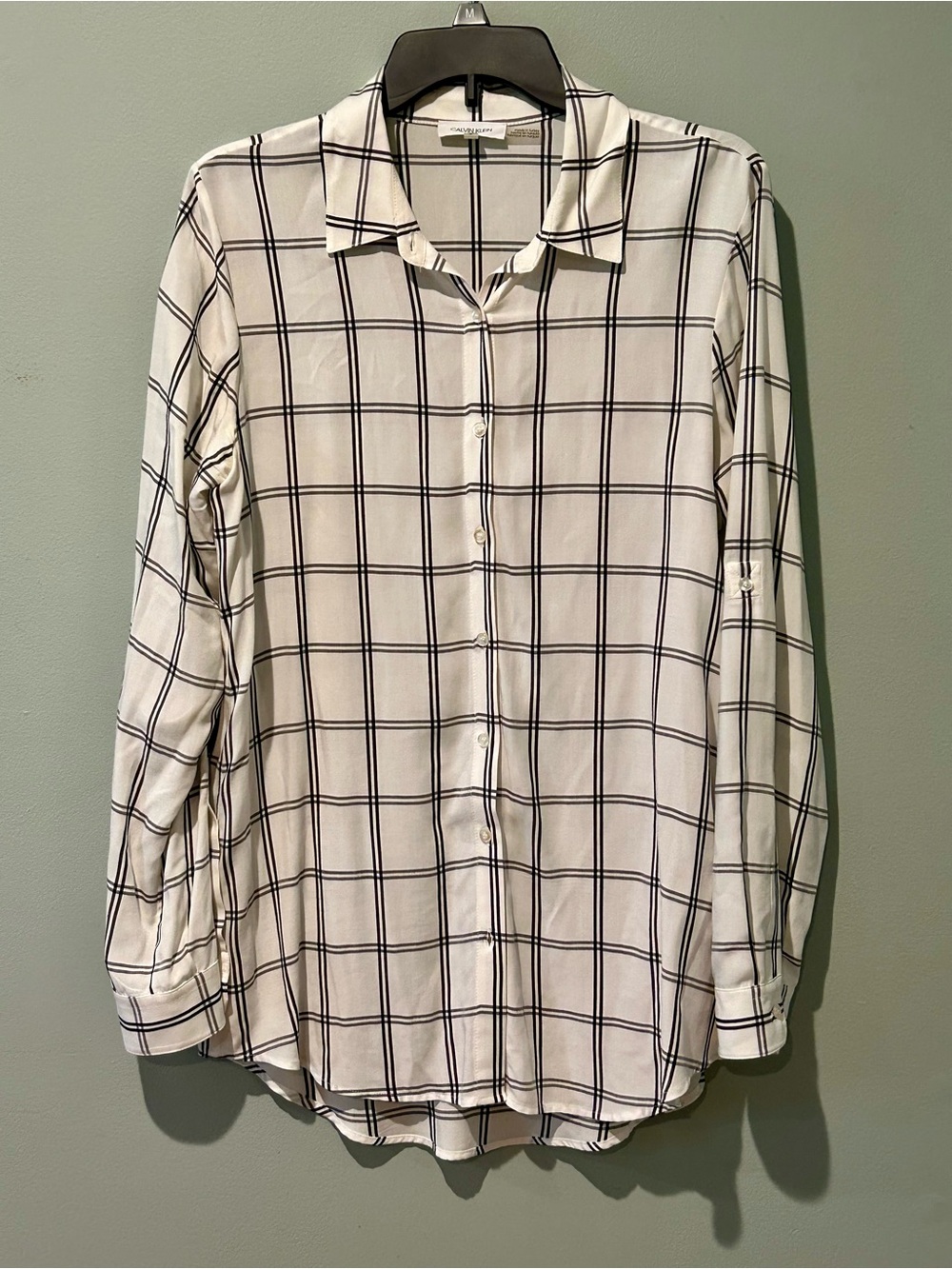 Women's Calvin Klein Jeri Relaxed Button Down Tunic Top White Small